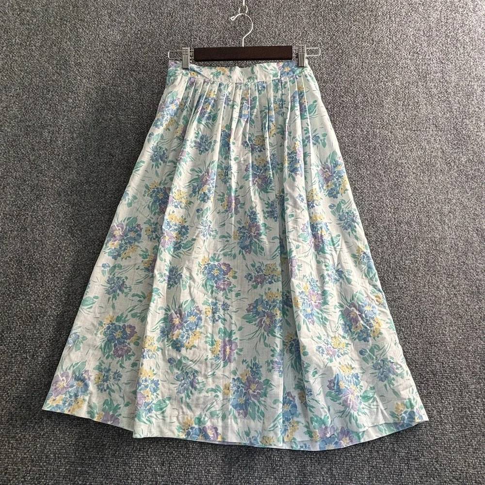 Two Vintage 70-80s Worthington And Alfred Dunner Front Pleated Floral Skirts 14